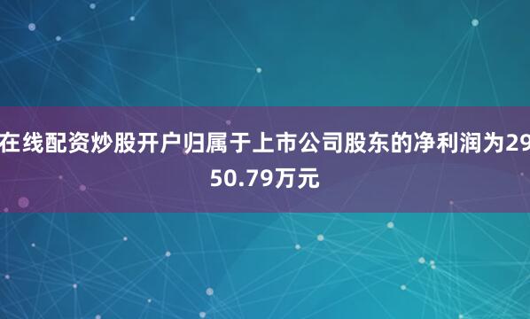 在线配资炒股开户归属于上市公司股东的净利润为2950.79万元