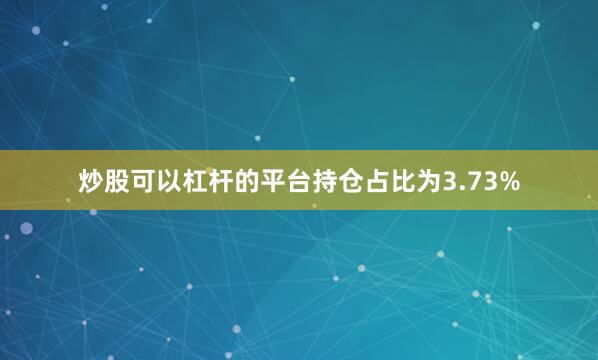 炒股可以杠杆的平台持仓占比为3.73%